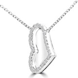 1/6 CTW Round Diamond Heart Pendant Necklace in 14K White Gold (MDR170158)