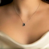 1/6 CTW Round Diamond Heart Pendant Necklace in 14K White Gold (MDR170158)