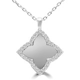 1/6 CTW Round Diamond Leaf Fancy Pendant Necklace in 14K White Gold (MDR170159)