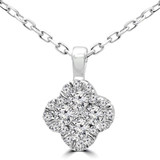 1/6 CTW Round Diamond Cluster Pendant Necklace in 14K White Gold (MDR170165)