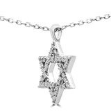 1/8 CTW Round Diamond Star of David Fancy Pendant Necklace in 14K White Gold (MDR170171)