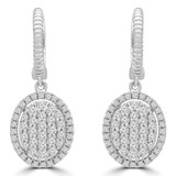 3/5 CTW Round Diamond Oval Halo Cluster Drop/Dangle Earrings in 14K White Gold (MDR180006)