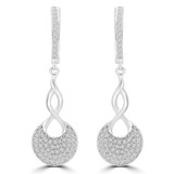 3/8 CTW Round Diamond Infinity Cluster Drop/Dangle Earrings in 14K White Gold (MDR180007)