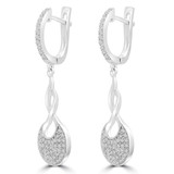 3/8 CTW Round Diamond Infinity Cluster Drop/Dangle Earrings in 14K White Gold (MDR180007)