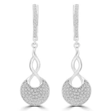 3/8 CTW Round Diamond Infinity Cluster Drop/Dangle Earrings in 14K White Gold (MDR180007)