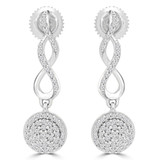 2/5 CTW Round Diamond Infinity Cluster Halo Drop/Dangle Earrings in 14K White Gold (MDR180009)