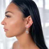 1/2 CTW Round Diamond Pear Halo Cluster Drop/Dangle Earrings in 14K White Gold (MDR180014)
