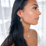 1/2 CTW Round Diamond Pear Halo Cluster Drop/Dangle Earrings in 14K White Gold (MDR180014)