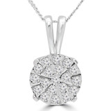 1/2 CTW Round Diamond Cluster Pendant Necklace in 14K White Gold (MDR180021)