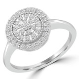 1/4 CTW Round Diamond Promise Halo Cluster Engagement Ring in 10K White Gold (MDR180030)