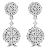 1 1/5 CTW Round Diamond Round Cluster Drop/Dangle Earrings in 14K White Gold (MDR190007)