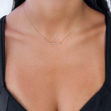 1/10 CTW Round Diamond Bar Pendant Necklace in 14K White Gold (MDR190018)