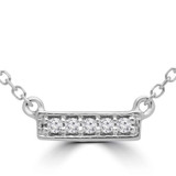1/20 CTW Round Diamond Bar Pendant Necklace in 14K White Gold (MDR190020)