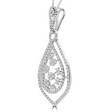 1 5/8 CTW Round Diamond Large Double Halo Cluster Pendant Necklace in 14K White Gold (MDR190030)