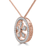 1/5 CTW Round Diamond Halo Pendant Necklace in 14K Rose Gold (MDR190035)
