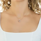 1/5 CTW Round Diamond Halo Pendant Necklace in 14K Rose Gold (MDR190035)