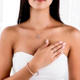1/5 CTW Round Diamond Halo Pendant Necklace in 14K Rose Gold (MDR190035)