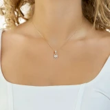 3/8 CTW Round Diamond Teardrop Halo Pendant Necklace in 14K Yellow Gold (MDR190037)