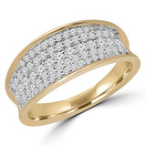 3/5 CTW Round Diamond Concave 5 Row Semi-Eternity Wedding Band Ring in 14K Yellow Gold (MDR190044)