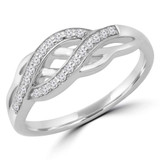 1/7 CTW Round Diamond Criss Cross Semi-Eternity Wedding Band Ring in 14K White Gold (MDR190056)