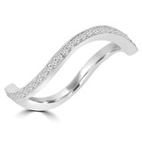 1/6 CTW Round Diamond Wave Semi-Eternity Wedding Band Ring in 14K White Gold (MDR190057)