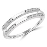 1/6 CTW Round Diamond Split Two-Row Semi-Eternity Wedding Band Ring in 14K White Gold (MDR190058)