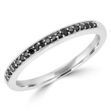 1/7 CTW Round Black Diamond Semi-Eternity Wedding Band Ring in 14K White Gold (MDR190064)