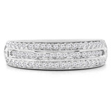 1/2 CTW Round Diamond Three-row Semi-Eternity Wedding Band Ring in 14K White Gold (MDR190065)