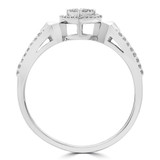 1/4 CTW Round Diamond Double Row Promise Pear Cluster Halo Engagement Ring in 14K White Gold (MDR190071)