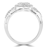 1/2 CTW Round Diamond Round Cluster Halo Engagement Ring in 14K White Gold (MDR190072)