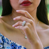 1 CTW Round Diamond Double Halo Round Cluster Engagement Ring in 14K White Gold (MDR190076)