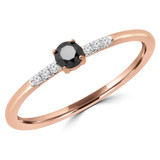 1/6 CTW Round Black Diamond Bezel Set Cocktail Ring in 14K Rose Gold (MDR190079)