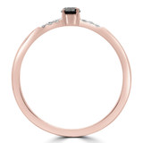 1/6 CTW Round Black Diamond Bezel Set Cocktail Ring in 14K Rose Gold (MDR190079)