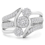 1/2 CTW Round Diamond Cocktail Ring in 14K White Gold (MDR190085)