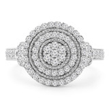 5/8 CTW Round Diamond Double Halo Cluster Cocktail Ring in 14K White Gold (MDR190088)
