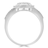 1/3 CTW Round Diamond Split Shank Halo Clover Cocktail Ring in 14K White Gold (MDR190091)