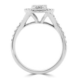 3/5 CTW Round Diamond Cluster Double Halo Engagement Ring in 14K White Gold (MDR190094)