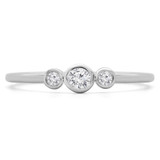 1/7 CTW Round Diamond Promise Bezel Set Three-stone Engagement Ring in 14K White Gold (MDR190096)