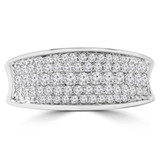 3/5 CTW Round Diamond Five-Row Semi-Eternity Wedding Band Ring in 14K White Gold (MDR190105)