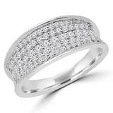 3/5 CTW Round Diamond Five-Row Semi-Eternity Wedding Band Ring in 14K White Gold (MDR190105)