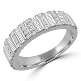 4/5 CTW Round Diamond Baguette Diamond Semi-Eternity Wedding Band Ring in 14K White Gold Not-Sizable (MDR210003)