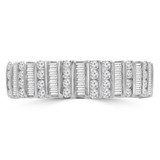 4/5 CTW Round Diamond Baguette Diamond Semi-Eternity Wedding Band Ring in 14K White Gold Not-Sizable (MDR210003)