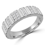 4/5 CTW Round Diamond Baguette Diamond Semi-Eternity Wedding Band Ring in 14K White Gold Not-Sizable (MDR210003)