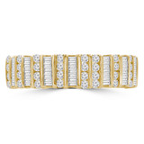 3/4 CTW Round Diamond Baguette Diamond Semi-Eternity Wedding Band Ring in 14K Yellow Gold Not-Sizable (MDR210004)