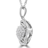 1/3 CTW Round Diamond Swirl Cluster Pendant Necklace in 14K White Gold (MDR210009)