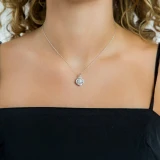 1/3 CTW Round Diamond Swirl Cluster Pendant Necklace in 14K White Gold (MDR210009)