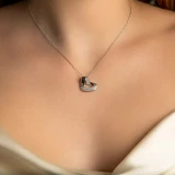 2/5 CTW Round Diamond Heart Pendant Necklace in 14K White Gold (MDR210013)