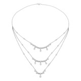 2 1/2 CTW Round Diamond Three-row Necklace in 14K White Gold (MDR210027)