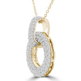 1 2/5 CTW Round Diamond Three Row Circle Pendant Necklace in 14K Yellow Gold (MDR210042)