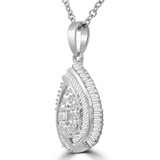 2/5 CTW Round Diamond Pear Halo Pendant Necklace in 14K White Gold (MDR210043)